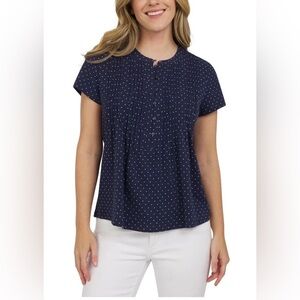 Lands End Short Sleeve Pintuck Blouse